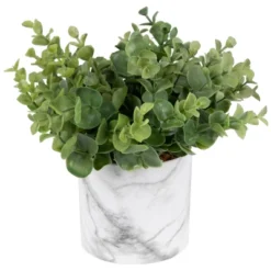 Northlight 9" Green Artificial Eucalyptus In A Marble Style White Pot -Home Decor GUEST 3365f339 9c0e 472c bf32 74846b2cc96d