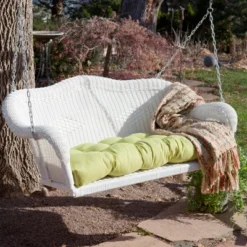 Northlight 28" X 50" Hand Woven Wicker Outdoor Porch Swing - White