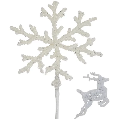 Northlight 28.5" Glittered White Snowflake And Reindeer Christmas Spray 3 Northlight 28.5" Glittered White Snowflake And Reindeer Christmas Spray - Image 3