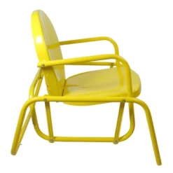 Northlight Outdoor Retro Metal Tulip Glider Patio Chair, Yellow -Home Decor GUEST 36135428 1a94 4ce7 956b 24853766293f