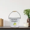 Northlight 10.5" White And Black "Farmer's Market" Lemon's Metal Bucket With Handle