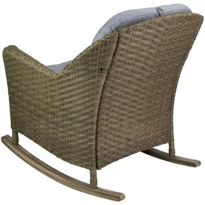 Northlight 34" Gray Resin Wicker Deep Seated Rocker Chair With Gray Cushions 3 Northlight 34" Gray Resin Wicker Deep Seated Rocker Chair With Gray Cushions - Image 3