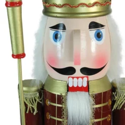 Northlight 48" Burgundy And White Wooden Christmas Nutcracker King With Scepter -Home Decor GUEST 380c0034 5225 40e9 9df8 2839d95d7f8b