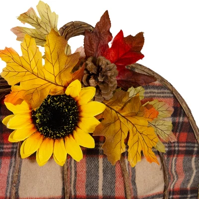 Northlight 14" Orange And Brown Plaid Fall Harvest Pumpkin Wall Decor 2 Northlight 14" Orange And Brown Plaid Fall Harvest Pumpkin Wall Decor - Image 2
