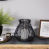 Northlight Medium Iron Geometric Hurricane Candle Lantern - 8.25" - Black