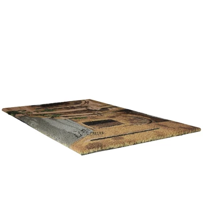 Northlight Natural Coir Brown And Green Italian Patio Design Doormat 18" X 30" 2 Northlight Natural Coir Brown And Green Italian Patio Design Doormat 18" X 30" - Image 2