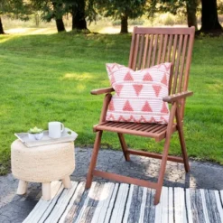 Northlight 20" Orange And Cream Handloom Woven Outdoor Square Throw Pillow