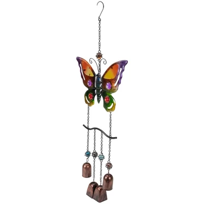Northlight 24" Purple And Bronze Butterfly Outdoor Garden Windchime 4 Northlight 24" Purple And Bronze Butterfly Outdoor Garden Windchime - Image 4