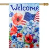 Northlight Welcome Patriotic Floral Outdoor House Flag 40" X 28"