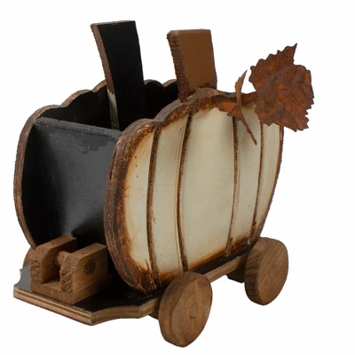 Northlight 10.5" Fall Harvest Wooden Pumpkin Cart Tabletop Decoration 2 Northlight 10.5" Fall Harvest Wooden Pumpkin Cart Tabletop Decoration - Image 2