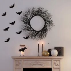 Northlight Black Twig Artificial Halloween Wreath, 24-Inch, Unlit