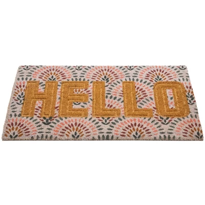 Northlight Brown And Pink "Hello" Floral Coir Outdoor Doormat 18" X 30" 3 Northlight Brown And Pink "Hello" Floral Coir Outdoor Doormat 18" X 30" - Image 3