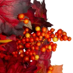 Northlight Leaves And Flowers Fall Harvest Wreath - 24-Inch, Unlit -Home Decor GUEST 41999639 e66a 4075 81ef 66879708c275