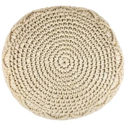 Northlight 18" Solid Cream Macrame Round Handmade Natural Cotton Pouf Ottoman -Home Decor GUEST 422fc0af 8b22 458d a909 bfc46d717d7e