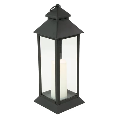 Northlight 15" LED Battery Operated Black Lantern With Flameless Candle 4 Northlight 15" LED Battery Operated Black Lantern With Flameless Candle - Image 4