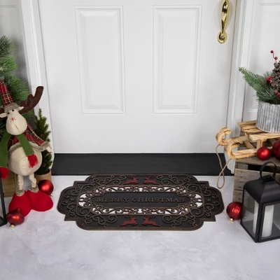 Northlight Black And Copper Reindeer "Merry Christmas" Doormat 18" X 30" 1 Northlight Black And Copper Reindeer "Merry Christmas" Doormat 18" X 30"
