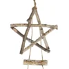 Northlight 51" Natural Brown Frosted Wood Tree With Star Hanging Christmas Decoration