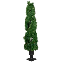 Northlight Real Touch™ Artificial Pre-Lit Cedar Double Spiral Topiary Tree, Clear Lights 4.5' -Home Decor GUEST 4435afec ffe5 4e0d 9976 a823c60d4bfe