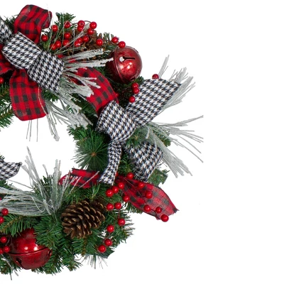 Northlight Plaid And Houndstooth And Red Berries Artificial Christmas Wreath - 24-Inch, Unlit 3 Northlight Plaid And Houndstooth And Red Berries Artificial Christmas Wreath - 24-Inch, Unlit - Image 3