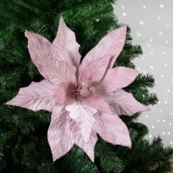 Northlight 24" Glittered Pink Poinsettia Christmas Stem Spray