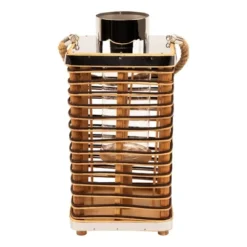 Northlight Rectangular Rattan Glass Candle Lantern With Jute Handle - 15.5" -Home Decor GUEST 45e2e1b1 b433 4412 9a82 c92bf576f767