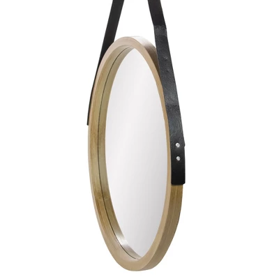 Northlight 21" Beige Round Modern Mirror With Woodgrain Finish 2 Northlight 21" Beige Round Modern Mirror With Woodgrain Finish - Image 2
