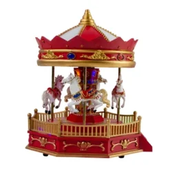 Northlight 9.25" LED Lighted Animated And Musical Carousel Christmas Village Display Piece -Home Decor GUEST 46079143 9aa8 4b2a 9456 b72caabc6c8a
