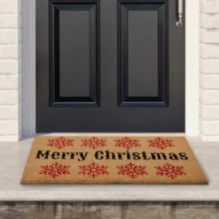 Northlight Natural Coir Merry Christmas Snowflake Doormat 18" X 30"