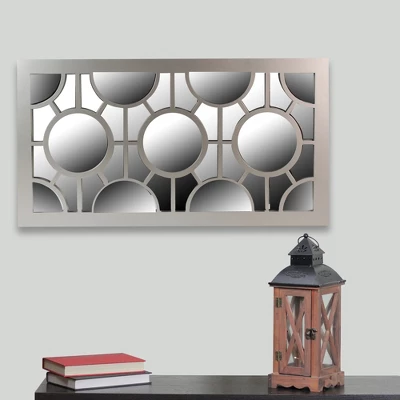 Northlight 25.25" Metallic Gray Rectangular Geometric Wall Mirror 1 Northlight 25.25" Metallic Gray Rectangular Geometric Wall Mirror