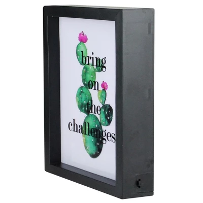 Northlight LED Lighted 'Bring On The Challenges' Cactus Framed Light Box 9" X 7" 1 Northlight LED Lighted 'Bring On The Challenges' Cactus Framed Light Box 9" X 7"