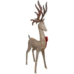 Northlight 74" LED Lighted Champagne Deer With Red Bow Outdoor Christmas Decoration -Home Decor GUEST 4c538fdd 5aff 4f83 b0b4 18359e34b2d6