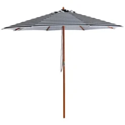 Northlight Striped Outdoor Patio Market Umbrella With Wooden Pole - 8.5' - Blue And White -Home Decor GUEST 4f3b10a3 534d 4102 a019 d32db033e1e3