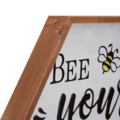 Northlight 16" Wooden Framed "Bee Yourself" Metal Sign Spring Wall Or Tabletop Decor -Home Decor GUEST 4f7d62e0 9412 41c6 b38c 82f028b93108