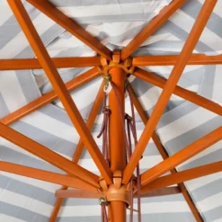 Northlight Striped Outdoor Patio Market Umbrella With Wooden Pole - 8.5' - Blue And White -Home Decor GUEST 513677e8 979d 406e 833b 861c3f23cbc2