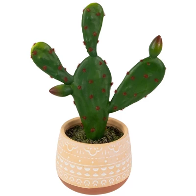 Northlight Real Touch™ Artificial Green And Red Potted Floral Cactus 9.5" 2 Northlight Real Touch™ Artificial Green And Red Potted Floral Cactus 9.5" - Image 2