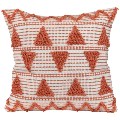 Northlight 20" Orange And Cream Handloom Woven Outdoor Square Throw Pillow 5 Northlight 20" Orange And Cream Handloom Woven Outdoor Square Throw Pillow - Image 5