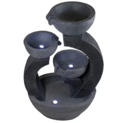 Northlight 31.5" Black Lighted Three-tier Outdoor Garden Water Fountain -Home Decor GUEST 54ce2cba 762f 4285 9b51 4d5e11a97171
