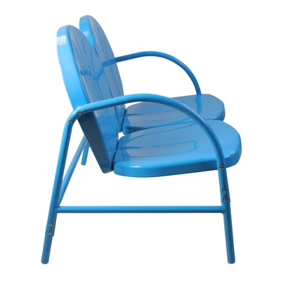 Northlight 47-Inch Outdoor Retro Tulip Loveseat, Sky Blue 3 Northlight 47-Inch Outdoor Retro Tulip Loveseat, Sky Blue - Image 3