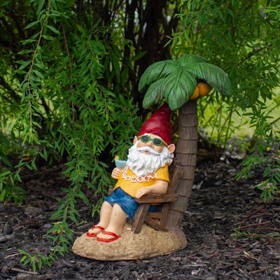 Northlight 12.25" Tropical Gnome With Palm Tree Outdoor Garden Statue 1 Northlight 12.25" Tropical Gnome With Palm Tree Outdoor Garden Statue