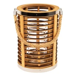 Northlight Rattan Glass Candle Lantern With Jute Handle - 11.5" -Home Decor GUEST 573f4017 7741 4f4f b19c 0caac8a4fc3b