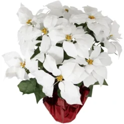 Northlight 22" White Artificial Christmas Poinsettia Flowers With Red Wrapped Base 7 Northlight 22" White Artificial Christmas Poinsettia Flowers With Red Wrapped Base -Home Decor GUEST 5c84ffa6 5e85 4e74 aa26 6d246ab6dfc7