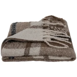 Northlight Taupe Plaid Woven Throw Blanket With Fringe 50" X 60" -Home Decor GUEST 5d9570aa 64af 42c7 a965 745baef12c4b