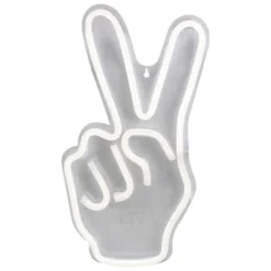 Northlight 15” Bright White Neon Style Peace Fingers LED Lighted Wall Sign