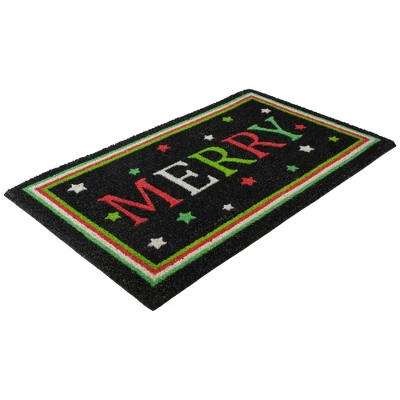 Northlight Black Coir "Merry" Christmas Doormat 18" X 30" 2 Northlight Black Coir "Merry" Christmas Doormat 18" X 30" - Image 2