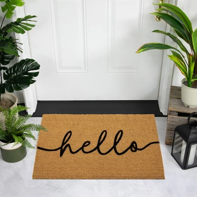 Northlight Natural Coir "Hello" Outdoor Doormat 18" X 30" 1 Northlight Natural Coir "Hello" Outdoor Doormat 18" X 30"