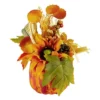 Northlight 12" Autumn Harvest Orange And Yellow Floral Pumpkin Decoration