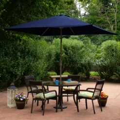 Northlight 10' X 6.5' Outdoor Patio Market Umbrella With Hand Crank - Blue