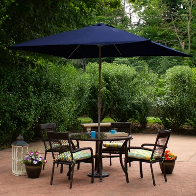 Northlight 10' X 6.5' Outdoor Patio Market Umbrella With Hand Crank - Blue 1 Northlight 10' X 6.5' Outdoor Patio Market Umbrella With Hand Crank - Blue