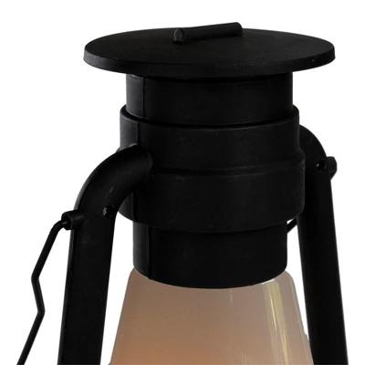 Northlight 12" Black Battery Operated Faux Flame LED Hurricane Lantern 2 Northlight 12" Black Battery Operated Faux Flame LED Hurricane Lantern - Image 2