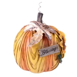 Northlight 6.5" Brown And Yellow Sunflower "Blessings" Thanksgiving Tabletop Pumpkin Decor